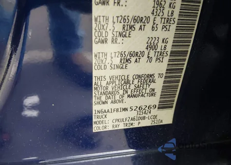 2021 Nissan Titan Xd Platinum Reserve 4X4 from USA, damaged, VIN 1N6AA1FB1MN526269